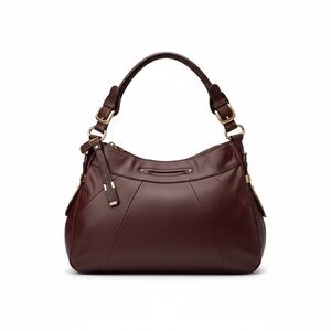 b. makowsky Burgundy Leather Shoulder Bag with Gold Hardware